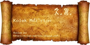 Kolek Márton névjegykártya